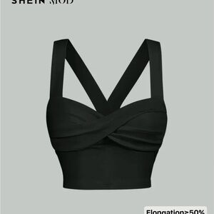 SHEIN Black Cross-Strap Crop Top
